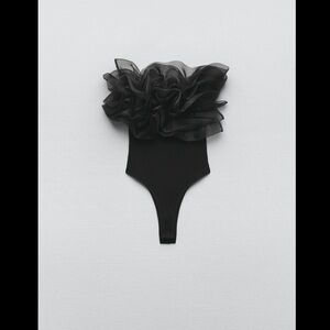 Zara Black Ruffled Bodysuit